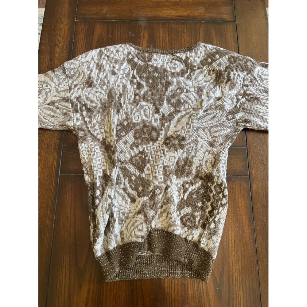 Vintage 80's Cristina's Brown Metallic Long Sleeve Sweater Size Medium - Picture 6 of 9